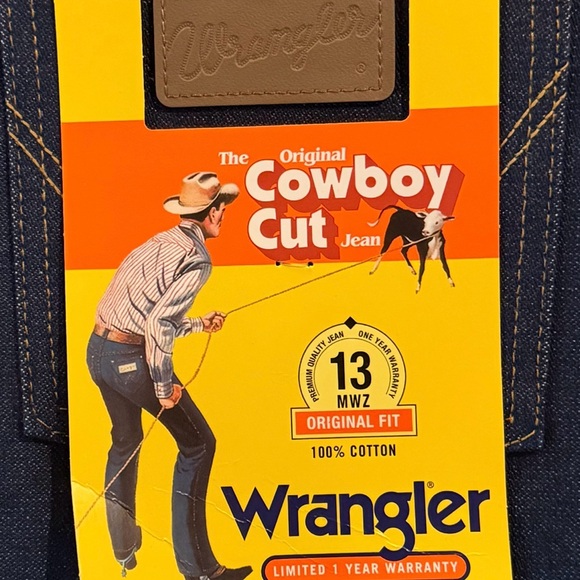 Wrangler Men's Dark Blue Rigid Cowboy Cut Jeans NWT Size 37x32 - Picture 4 of 7